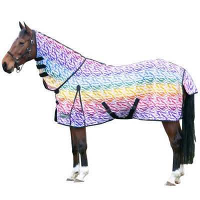 StormX Original Rainbow High-Neck Zebra Print Horse Fly Rug Multicoloured (6 3") Price Comparisons | Compare The Build