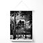 Stormy Palm Trees Black and White Photo Poster with Hanger / 33cm / White
