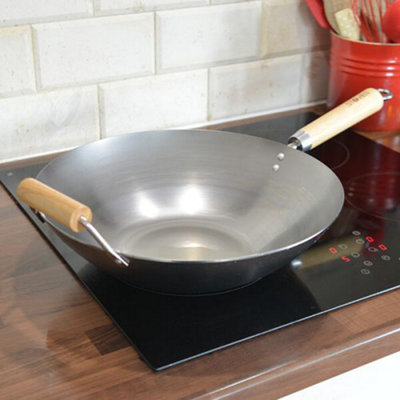 34cm Carbon Steel Wok with Lid