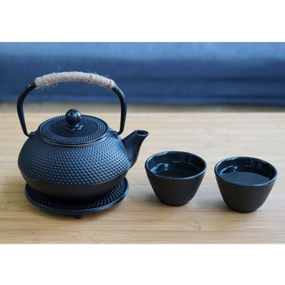 Stovetop 5 in 1 Tetsubin Teapot Set Japanese Cast Iron 800ml Kettle Cups Tea Pot - 3
