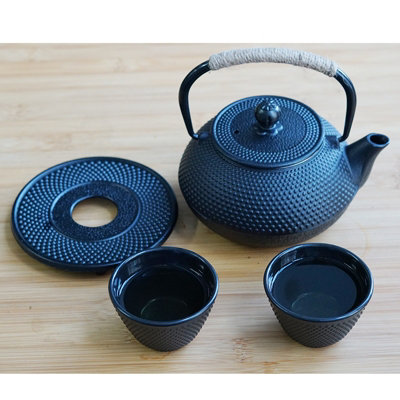 Stovetop 5 in 1 Tetsubin Teapot Set Japanese Cast Iron 800ml Kettle Cups Tea Pot - 5