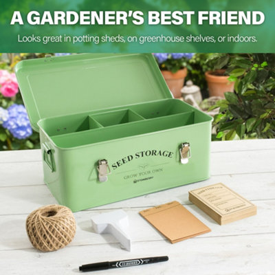 STOWBERRY Seed Storage Box Organiser With Side Handles and 4 Compartments