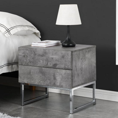 Strada Bedside Cabinet With 2 Drawers In Concrete Effect