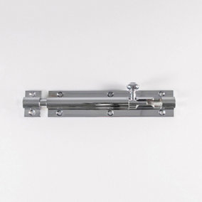 Straight Barrel Surface Mounted Door Bolt Lock 151 x 32mm Polished Chrome