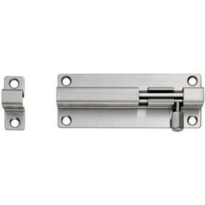 Straight Barrel Surface Mounted Sliding Door Bolt Lock 200mm x 38mm Satin Steel