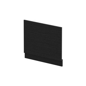 Straight Bath MFC End Panel & Plinth - 700mm - Woodgrain Charcoal Black - Balterley