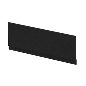 Straight Bath MFC Front Panel & Plinth - 1700mm - Woodgrain Charcoal Black - Balterley