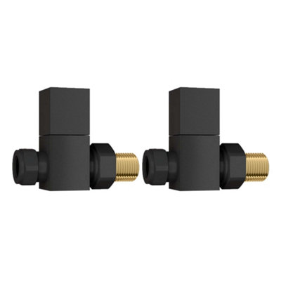 Straight Black Radiator Valves (Square)