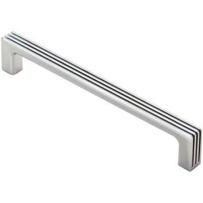 Straight D Bar Door Handle with Grooves 160mm Fixing Centres Polished ...