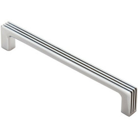 Straight D Bar Door Handle with Grooves 160mm Fixing Centres Polished Chrome