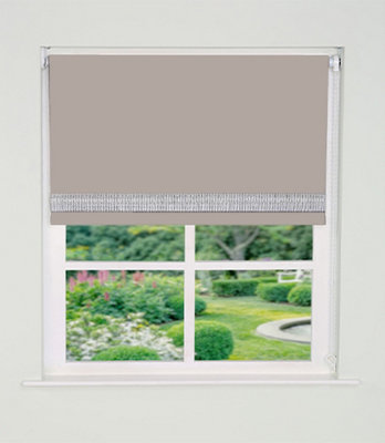 Straight Diamante Edge Border Blackout Roller Blind 165cm Drop x 100cm Natrual