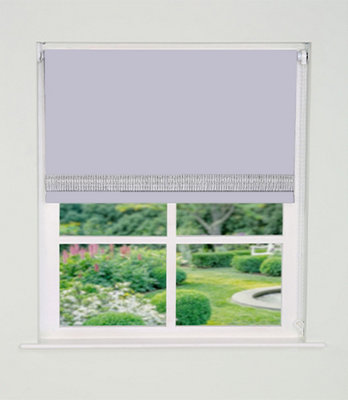 Straight Diamante Edge Border Blackout Roller Blind 165cm Drop x 100cm White