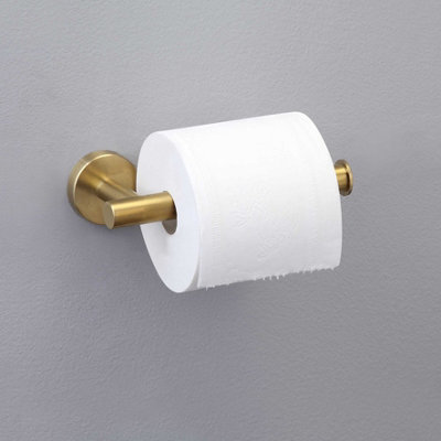 Straight Gold Gilded Stainless Steel Flush Fitting Toilet Roll Holder DIY at B Q