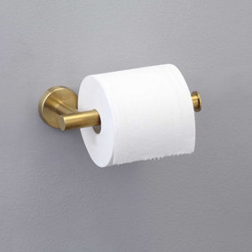 Straight Gold Gilded Stainless Steel Flush Fitting Toilet Roll Holder