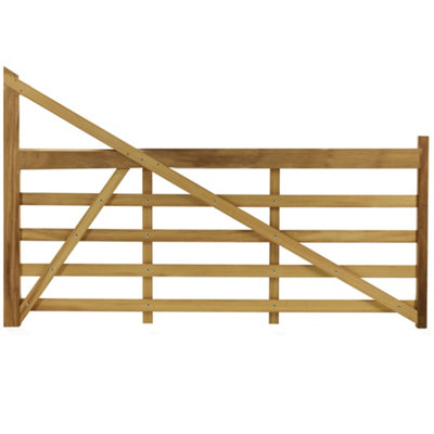 Straight Heel Clawton Iroko Gate - 0.9m Wide x 1.2m High (5 Rails) Right Hand Hung