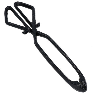 Straight Log Tongs Cast Iron Metal Fireplace Firepit Wood Coal Heavy Duty Scissor DIY at B&Q
