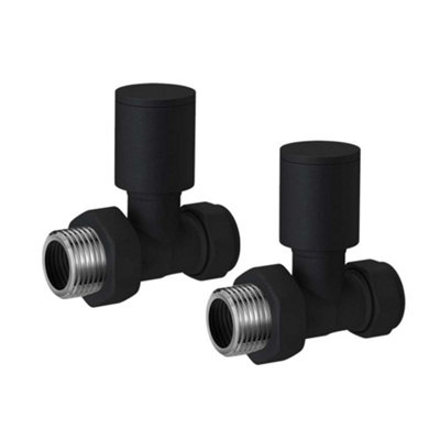 Straight Matt Black Radiator Valves High Quality