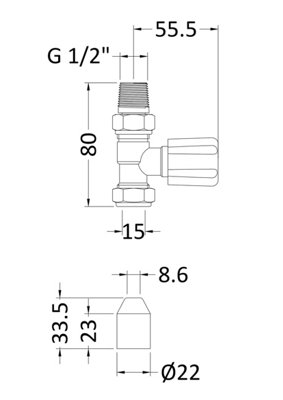 Straight Round Radiator Valves, Sold in Pairs - Chrome