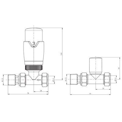 Straight Round Thermostatic TRV & Lockshield 15mm x 1/2 inch Satin ...