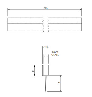 Straight Shower Bath Screen Bottom Seal - Balterley