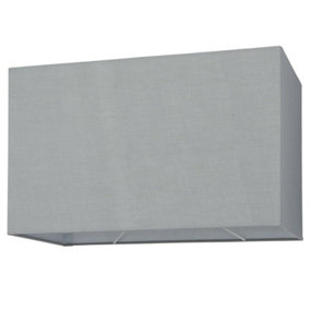 Straight Sided Rectangle Lamp Shade Grey Cotton Fabric 60W E27 or B22 GLS