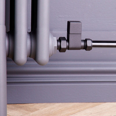 Straight Square Manual Radiator Valve Pack 15mm x 1/2 inch Matt Black ...