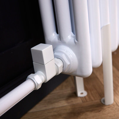Straight Square Manual Radiator Valve Pack 15mm x 1/2 inch Matt White