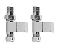 Straight Square Radiator Valves, Sold in Pairs - Chrome - Balterley