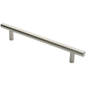 Straight T Bar Door Pull Handle 400 x 19mm 300mm Fixing Centres Satin Steel