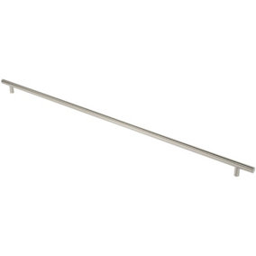 Straight T Bar Pull Handle 1800 x 30mm 1630mm Fixing Centres Satin Steel