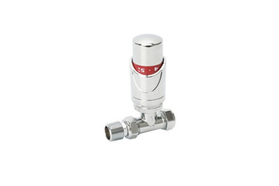 Straight Thermostatic Radiator Valve & Lockshield (Chrome) 15mm x 1/2 ...