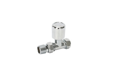 Straight Thermostatic Radiator Valve & Lockshield (Chrome) 15mm x 1/2 ...