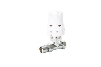Straight Thermostatic Radiator valve & lockshield(White) Buy 1 set get ...