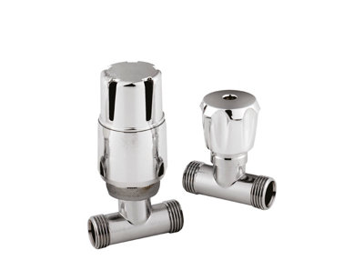 Straight Thermostatic Radiator Valves, Sold in Pairs - Chrome