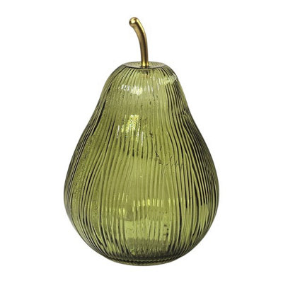 Straits LED Green Pear Ribbed Glass Ornament