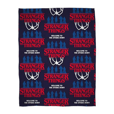 Stranger Things Blanket Kids Teenagers Fleece Navy Soft Throw The