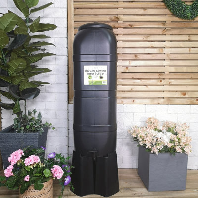 strata-100-litre-slimline-garden-water-butt-with-filter-kit-stand-at-b-q