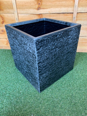 Strata 38cm Brick Effect Square Planter GN687-PEW-ST Grey Planter