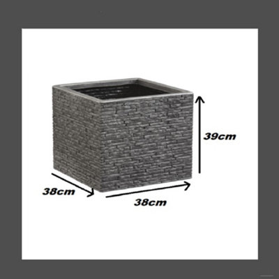 Strata 38cm Brick Effect Square Planter GN687-PEW-ST Grey Planter