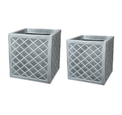 Strata 39cm and 32cm Lazio Planters GN696-PEW-ST Grey Planters