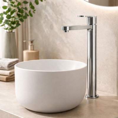 Strata Blade Tall Mono Basin Mixer Chrome - High Rise Bathroom Tap for ...