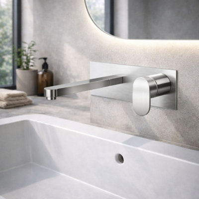 Strata Blade Wall Mounted Basin Mixer Chrome - Modern Wall Tap with ...
