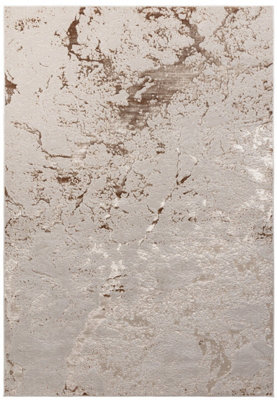 Strata Bronze Grey Champagne Modern Abstract Easy to Clean Rug for Living Room Bedroom and Dining Room-240cm X 340cm