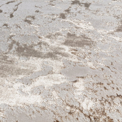 Strata Bronze Grey Champagne Modern Abstract Easy to Clean Rug for ...