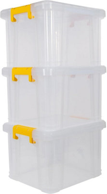 Strata Stack Master Storage Box 3 x 35 Litre Durable Plastic Design ...