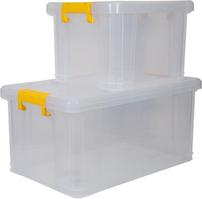 STRATA Stack Master Storage Box 35L + 70L Set Durable clear Plastic ...