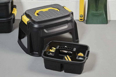 Strata Step Stool with Built-in Tool Storage Caddy Multipurpose