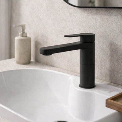 Strata Tall Mono Basin Mixer Tap Black - High Rise Countertop/Vessel ...