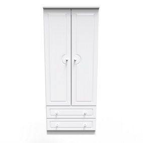 Stratford 2 Door 2 Drawer Wardrobe in White Ash (Ready Assembled)