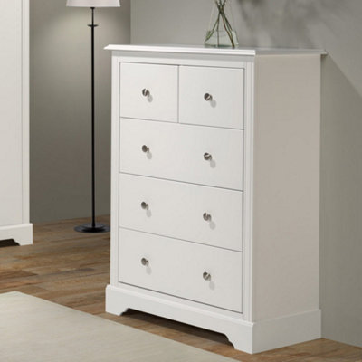 Stratford 3+2 Drawer Chest of Drawers White Shabby chic